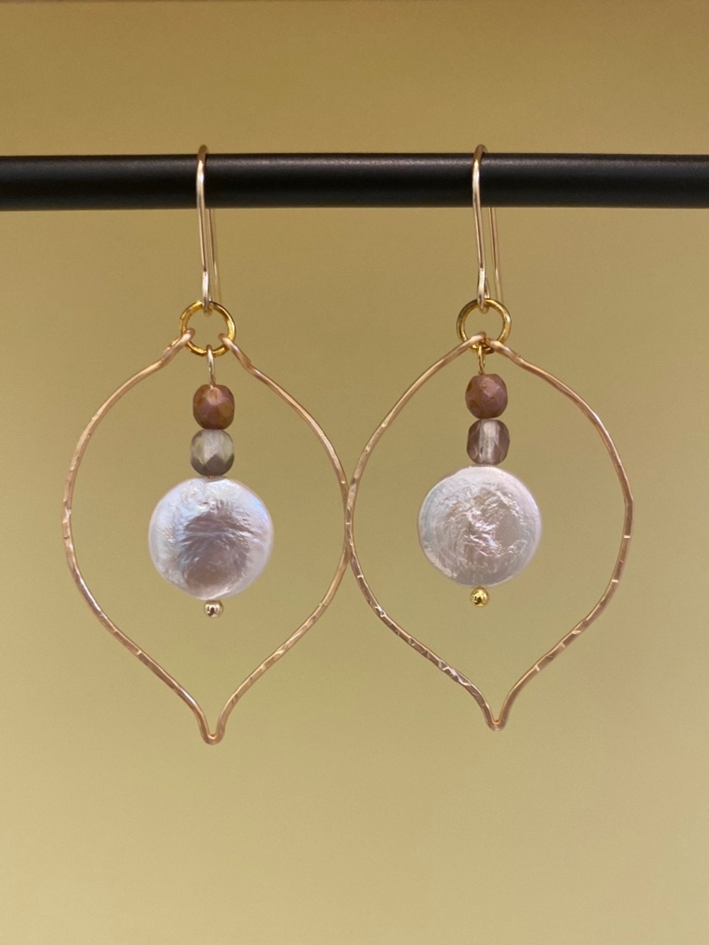 Coin Pearl Hoop Earrings - Handmade